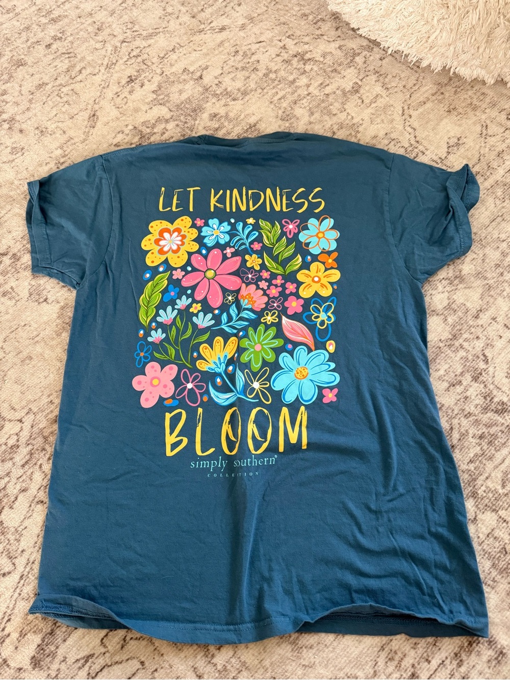 Simply Southern Teal Short-Sleeve Tee with Bright Floral Graphic
